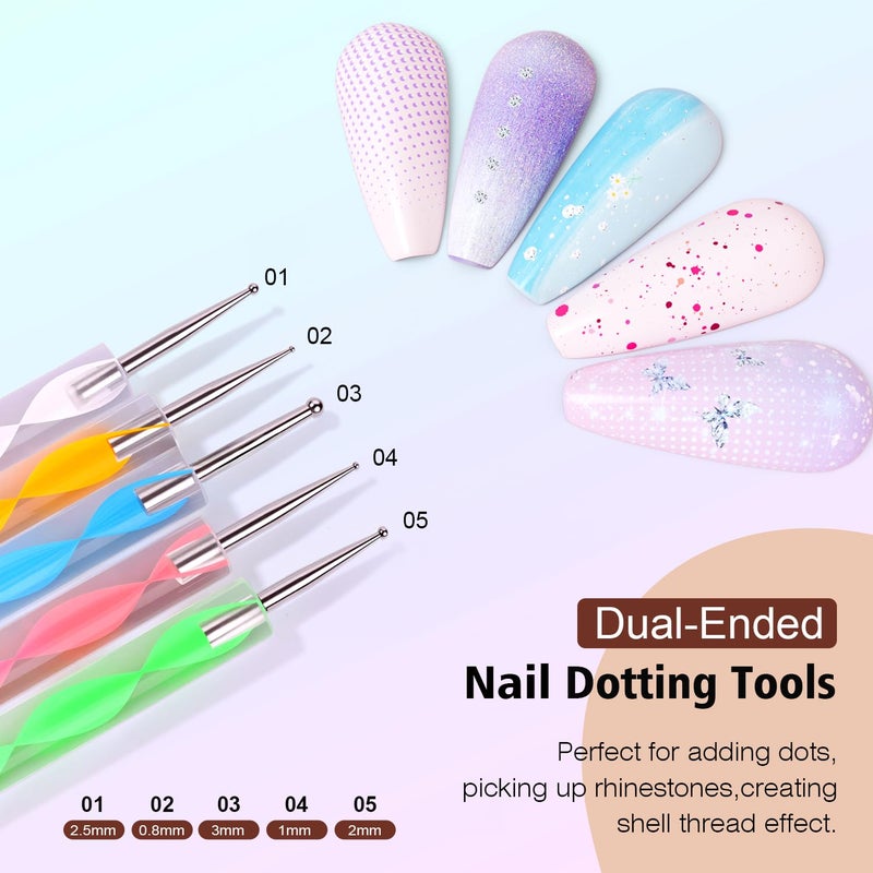 Komall Nail Art Tools, Nail Holder for Painting Nails, 15 PCS Nail Art Brushes, 5 PCS Nail Dotting Tool, Nail Stand for Home DIY & Salon Nail Art Design - Image 4